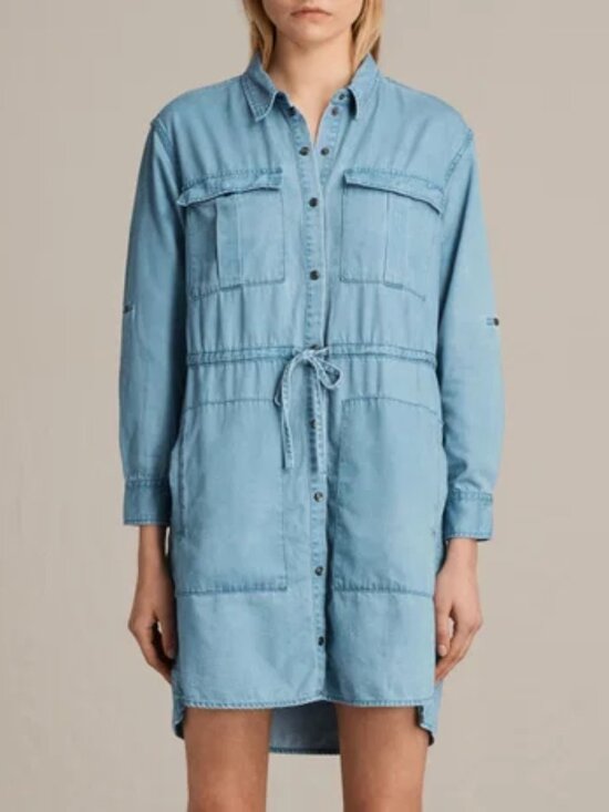 All Saints Dresses & Skirts - ALLSAINTS Millie Chambray Shirt Dress Blue Size Medium